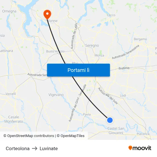 Corteolona to Luvinate map