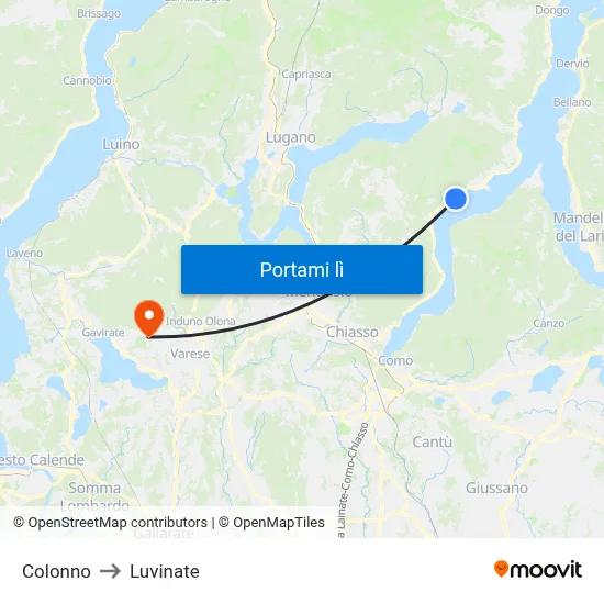 Colonno to Luvinate map