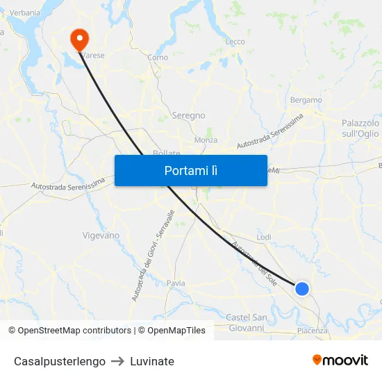 Casalpusterlengo to Luvinate map
