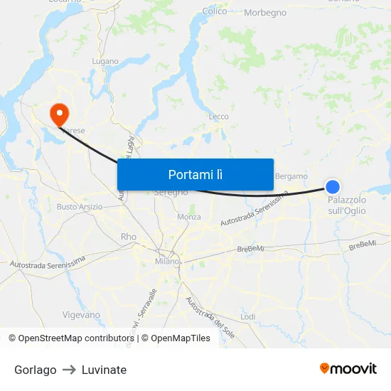 Gorlago to Luvinate map