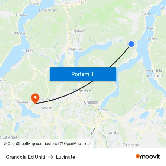 Grandola Ed Uniti to Luvinate map