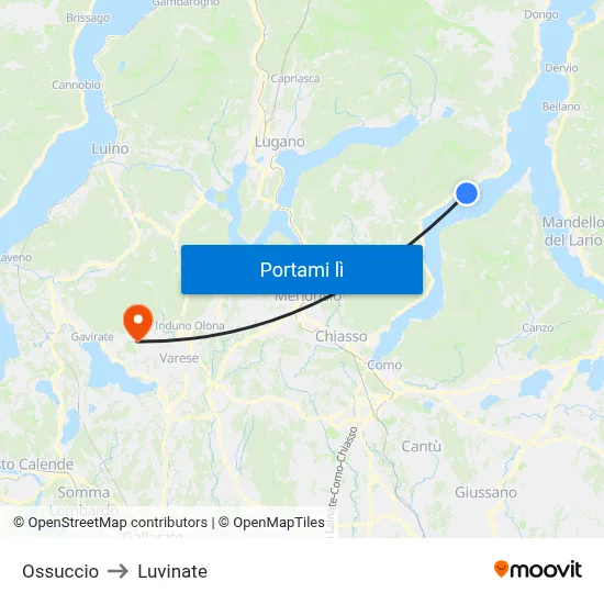 Ossuccio to Luvinate map
