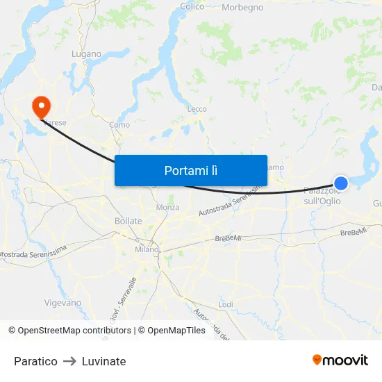 Paratico to Luvinate map