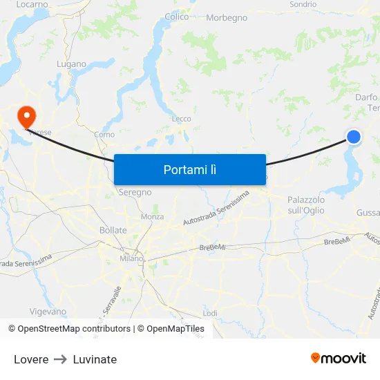 Lovere to Luvinate map