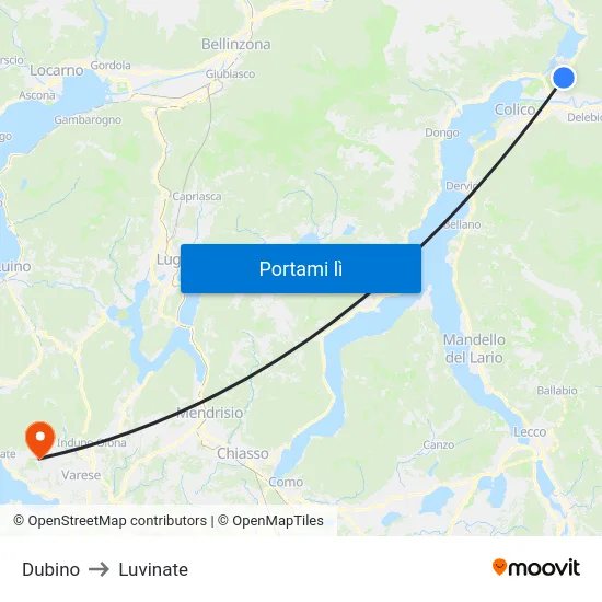 Dubino to Luvinate map