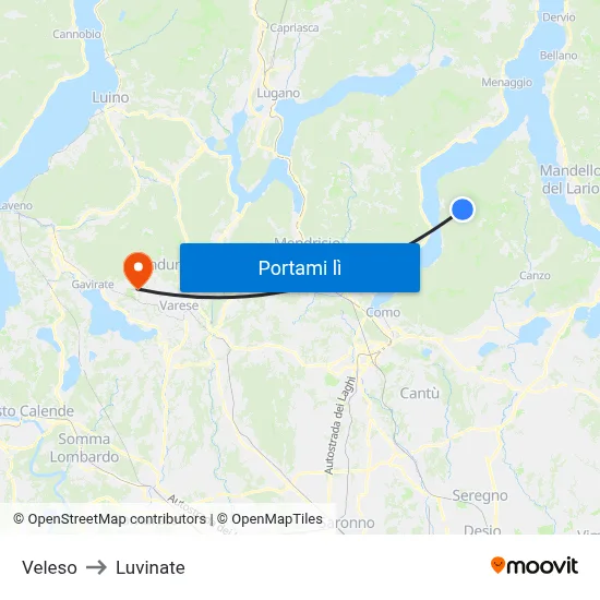 Veleso to Luvinate map