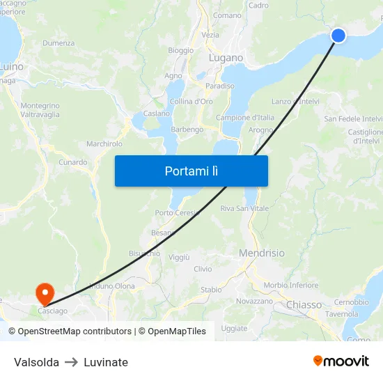 Valsolda to Luvinate map