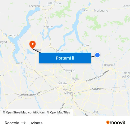 Roncola to Luvinate map