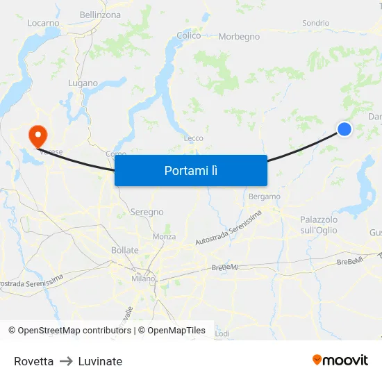 Rovetta to Luvinate map