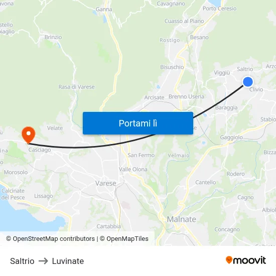 Saltrio to Luvinate map