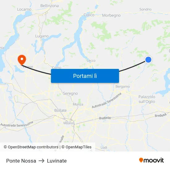 Ponte Nossa to Luvinate map