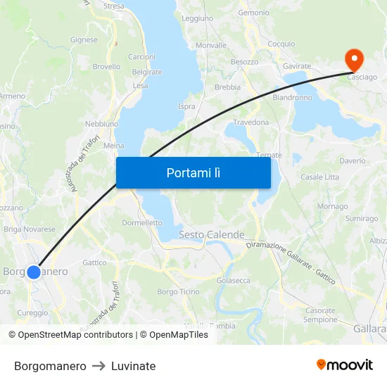 Borgomanero to Luvinate map