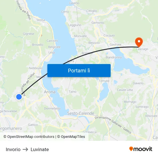 Invorio to Luvinate map