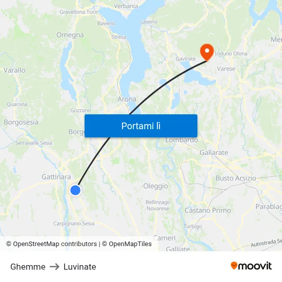 Ghemme to Luvinate map