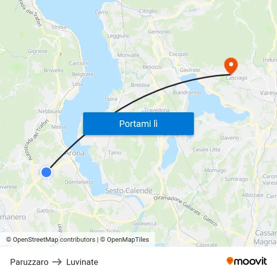 Paruzzaro to Luvinate map