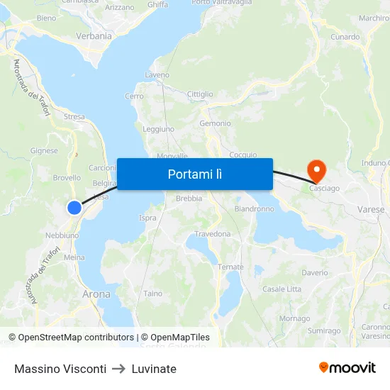 Massino Visconti to Luvinate map