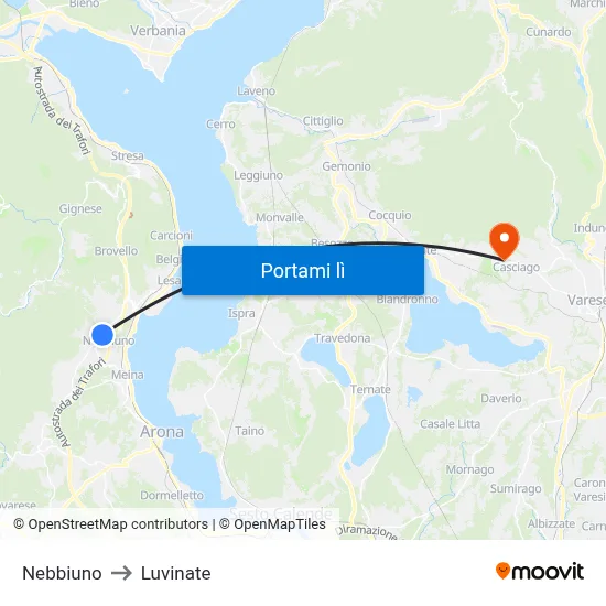 Nebbiuno to Luvinate map