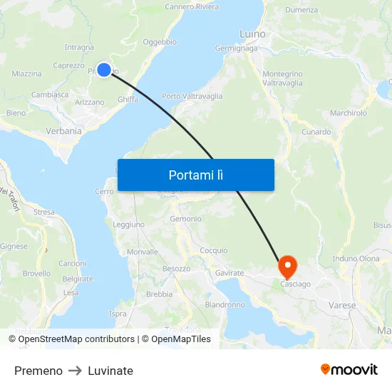 Premeno to Luvinate map