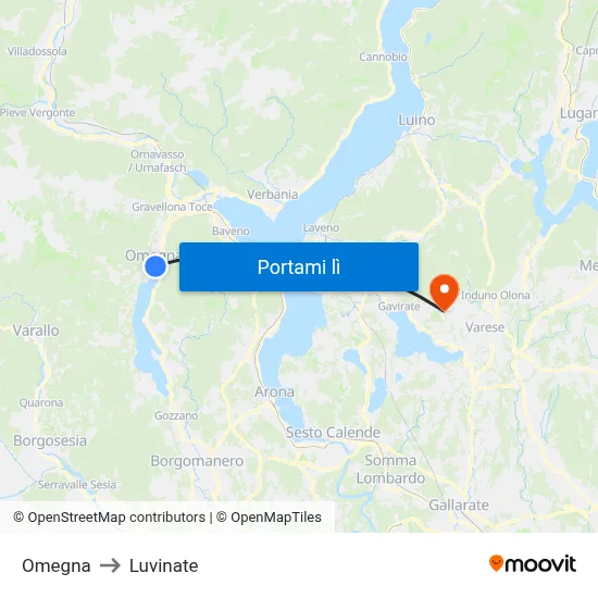 Omegna to Luvinate map