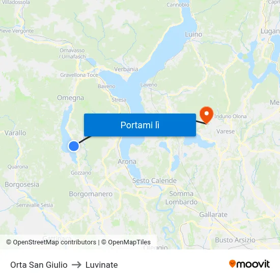 Orta San Giulio to Luvinate map