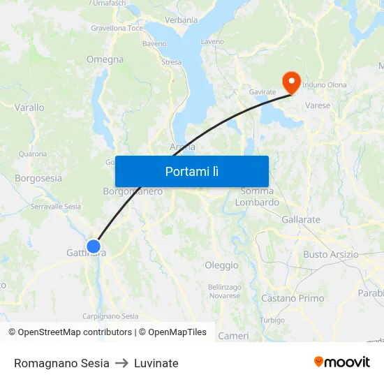 Romagnano Sesia to Luvinate map