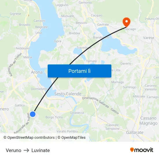 Veruno to Luvinate map
