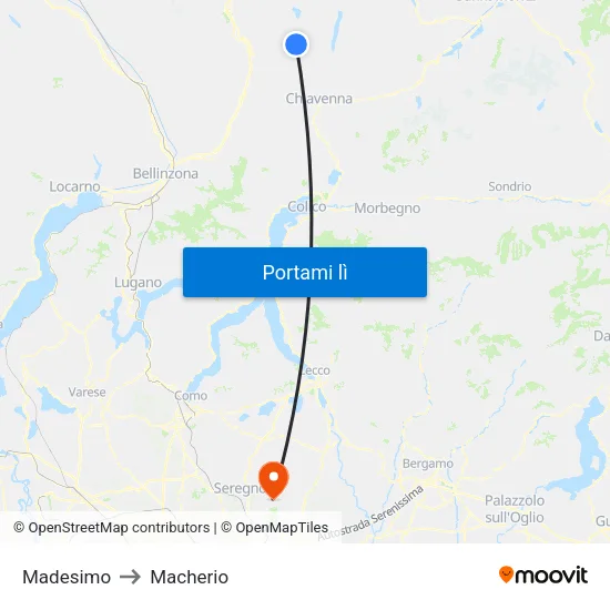 Madesimo to Macherio map