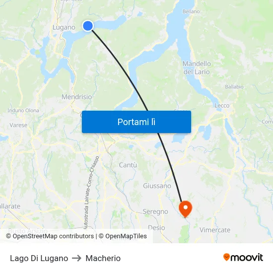 Lago Di Lugano to Macherio map