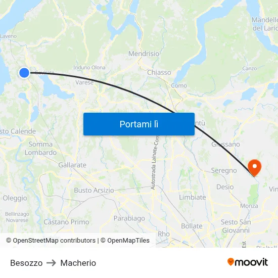 Besozzo to Macherio map