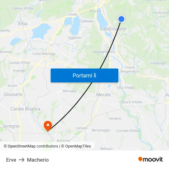 Erve to Macherio map