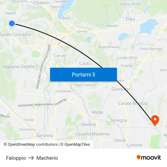 Faloppio to Macherio map