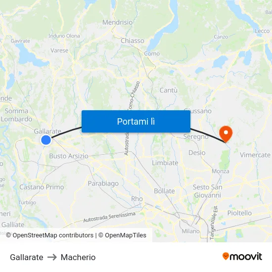 Gallarate to Macherio map