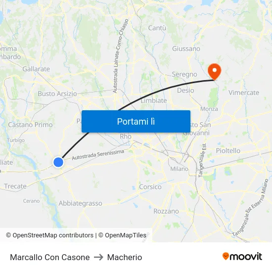 Marcallo Con Casone to Macherio map