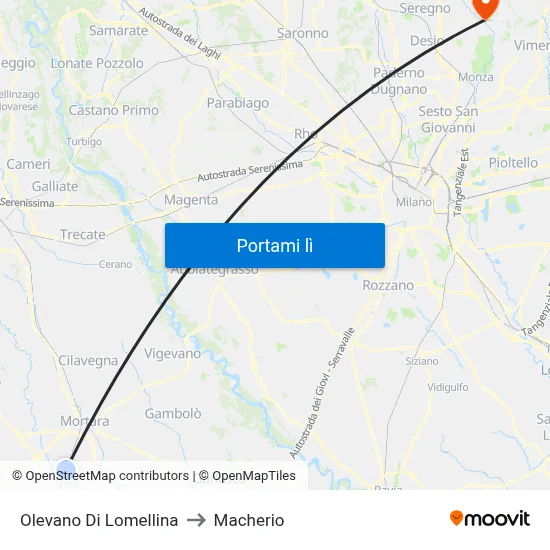 Olevano Di Lomellina to Macherio map