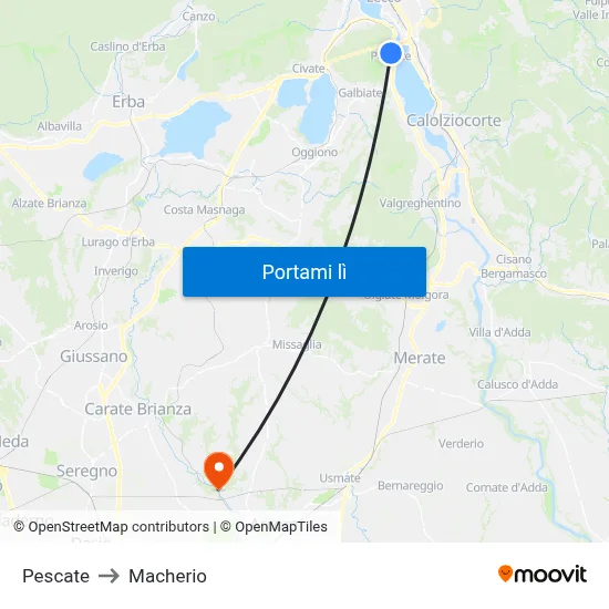 Pescate to Macherio map