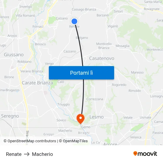 Renate to Macherio map