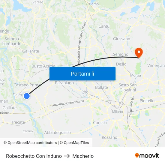 Robecchetto Con Induno to Macherio map