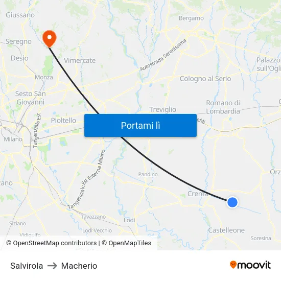 Salvirola to Macherio map