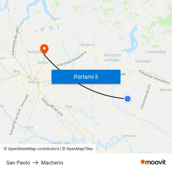 San Paolo to Macherio map