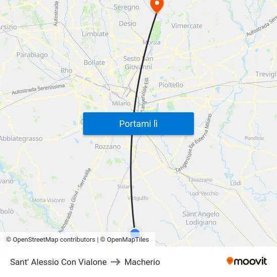 Sant' Alessio Con Vialone to Macherio map