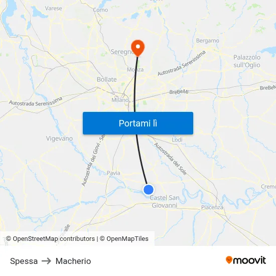 Spessa to Macherio map