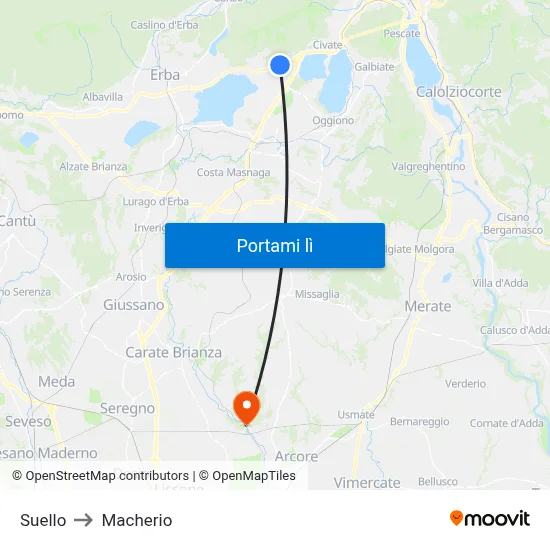 Suello to Macherio map