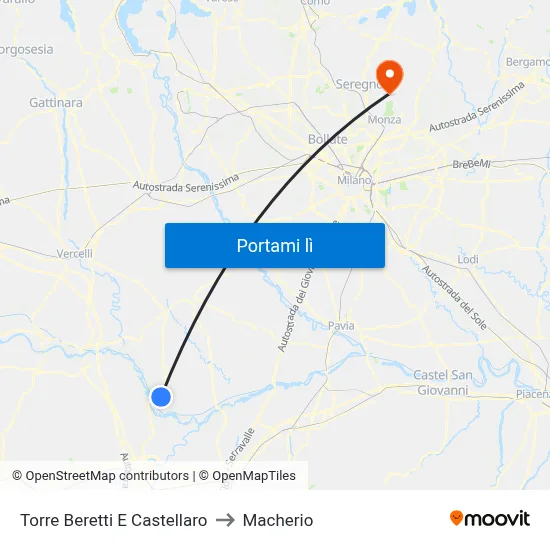 Torre Beretti E Castellaro to Macherio map