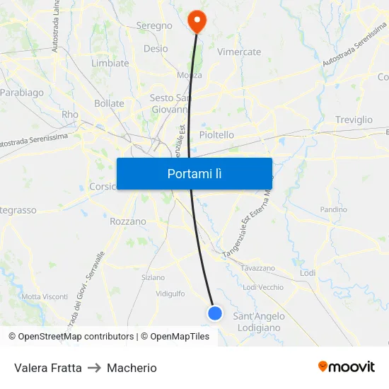 Valera Fratta to Macherio map