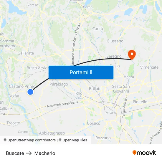 Buscate to Macherio map