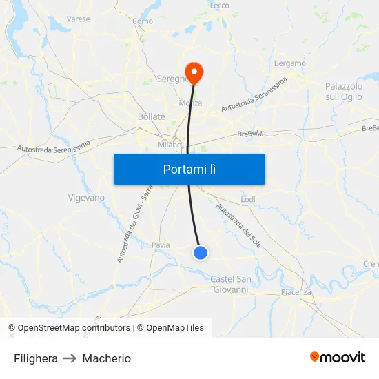 Filighera to Macherio map