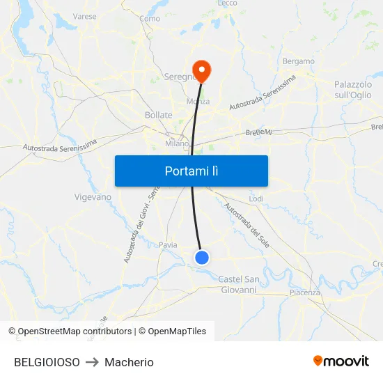 BELGIOIOSO to Macherio map