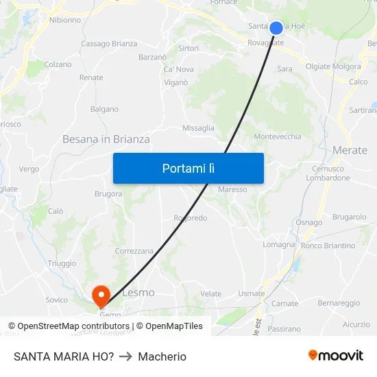 SANTA MARIA HO? to Macherio map