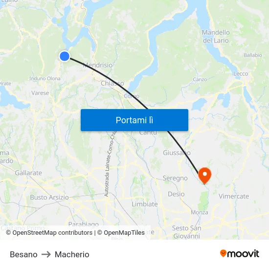 Besano to Macherio map