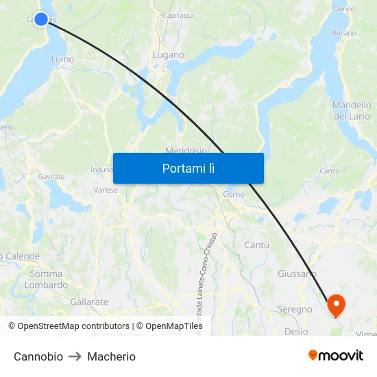 Cannobio to Macherio map